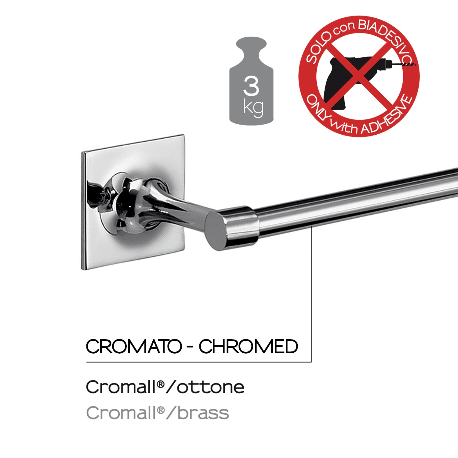 Porta asciugamani 50 cm in ottone e Cromall Wizard di Gedy - Cromato by CeramicStore | Lo specialista del tuo bagno