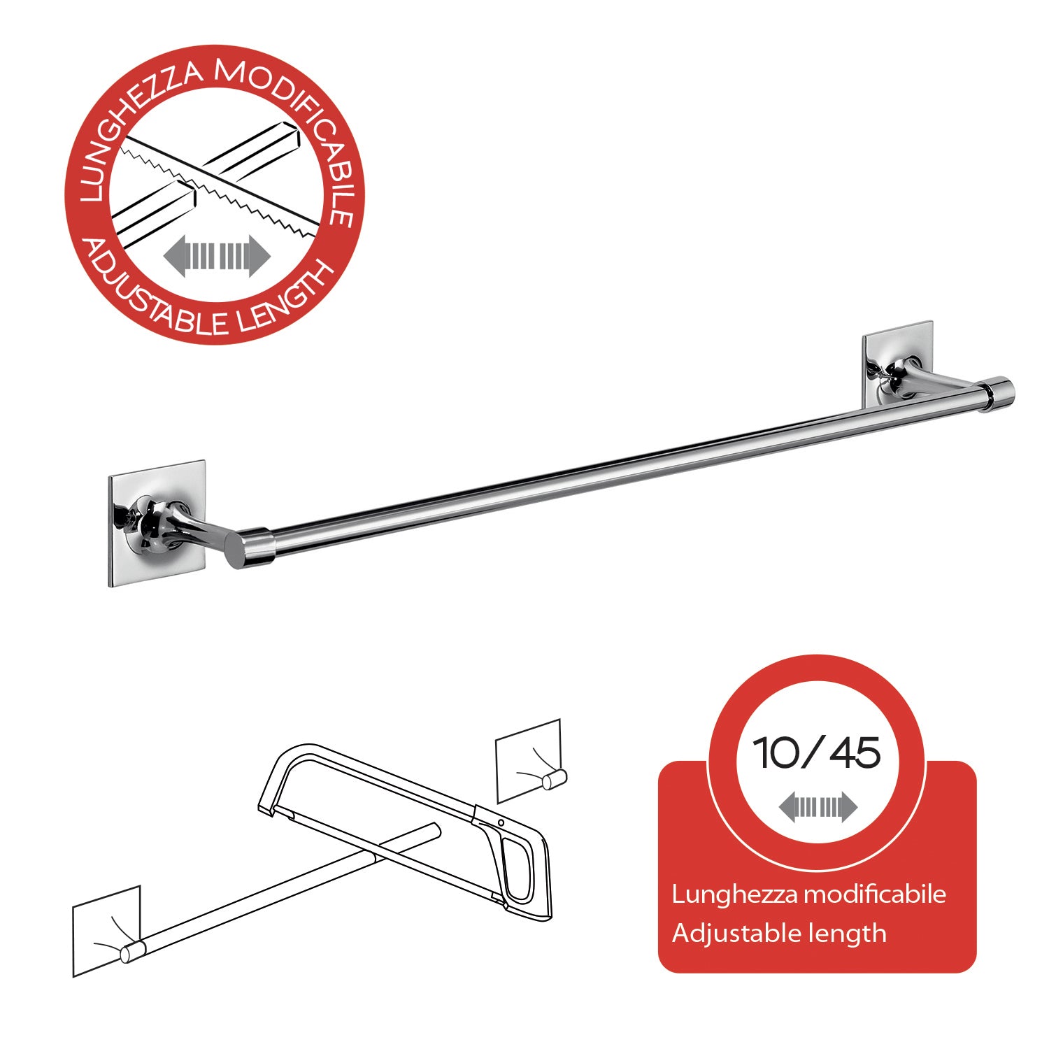 Porta asciugamani 50 cm in ottone e Cromall Wizard di Gedy - Cromato by CeramicStore | Lo specialista del tuo bagno