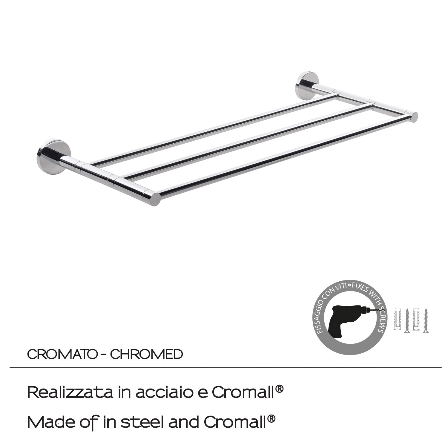 Gedy Felce Mensola Portasciugamani - Inox Cromall by CeramicStore | Lo specialista del tuo bagno