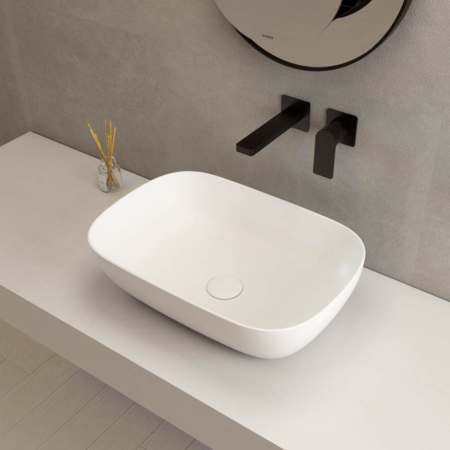 Lavabo da appoggio T-Edge 55x38 cm Ceramica Globo - Bianco lucido