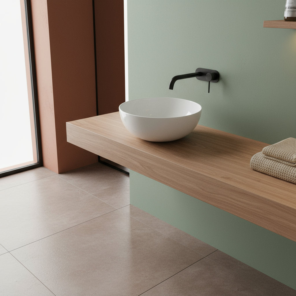 Lavabo tondo Globo T-Edge à˜42x16 cm - Bianco lucido