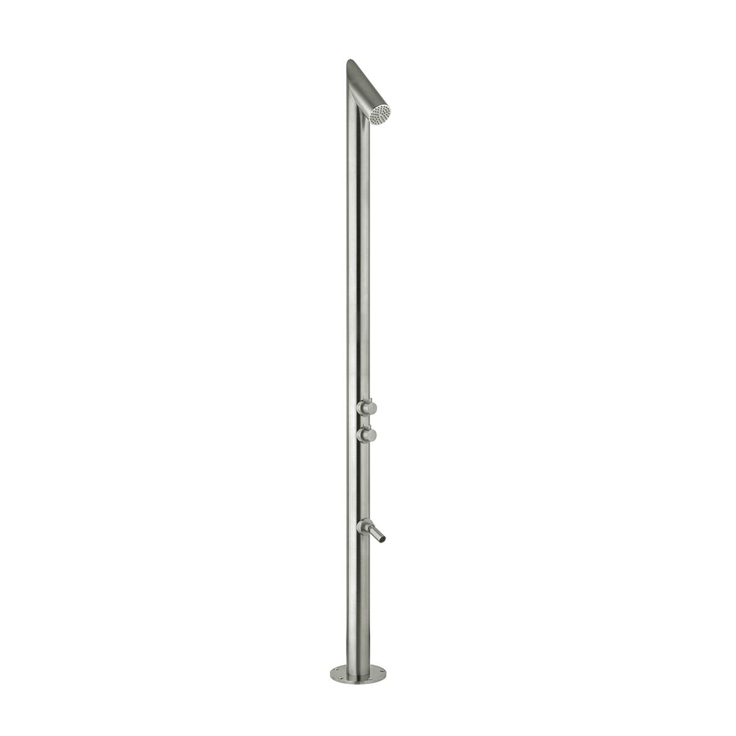 Colonna doccia in acciaio spazzolato, miscelatore, soffione integrato e lavapiedi by CeramicStore | Lo specialista del tuo bagno