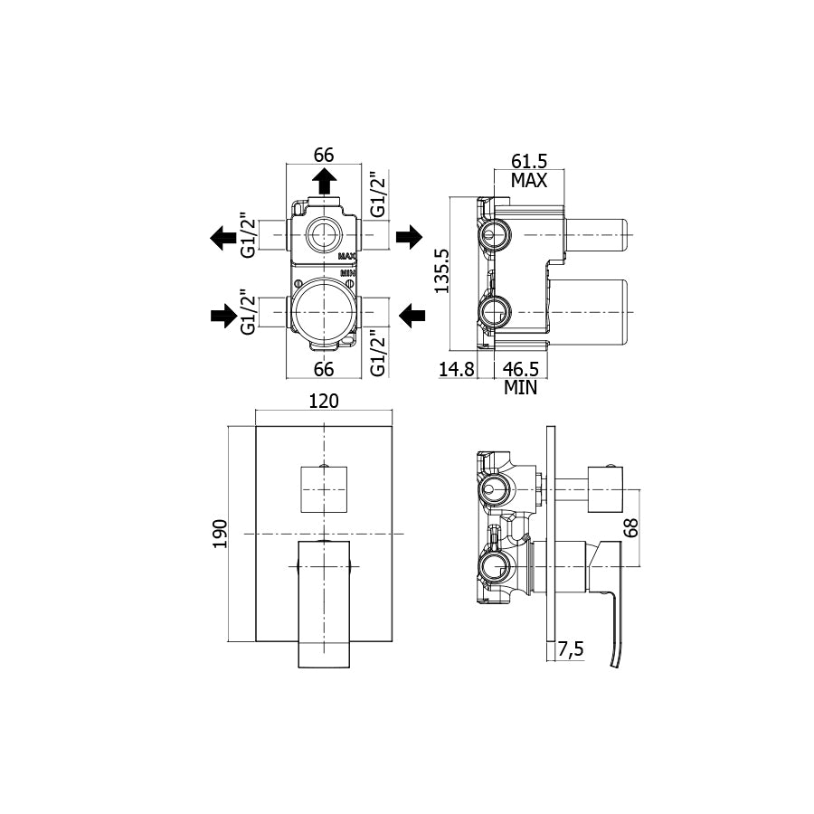 Miscelatore incasso doccia Paffoni Level con deviatore a 3 vie by CeramicStore | Lo specialista del tuo bagno