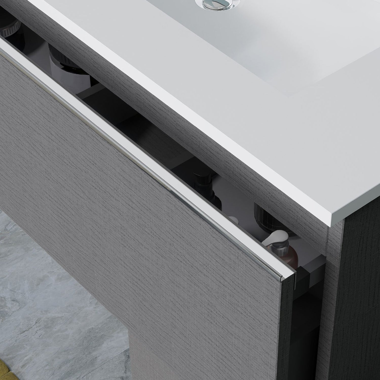 Mobile bagno sospeso a due cassetti con lavabo, specchio e luce led cm 80 colore Lino - Cubi&Co modello Incanto 1 by CeramicStore | Lo specialista del tuo bagno