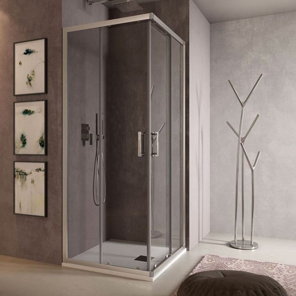 Box doccia angolare Loop 90x100 in alluminio e cristallo trasparente anticalcare Smart Clean by CeramicStore | Lo specialista del tuo bagno