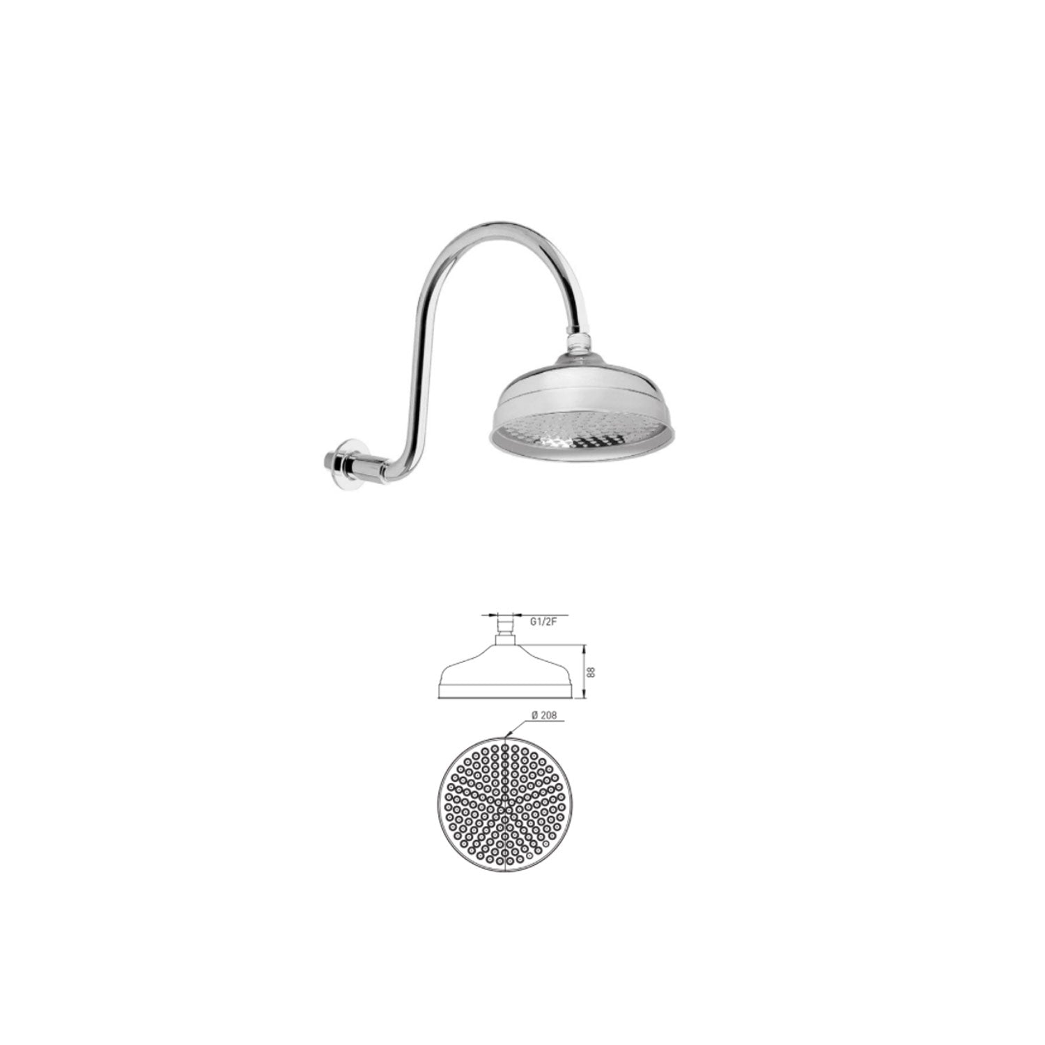 Soffione doccia modello retrಠin ottone cromato Keller Taps by CeramicStore | Lo specialista del tuo bagno
