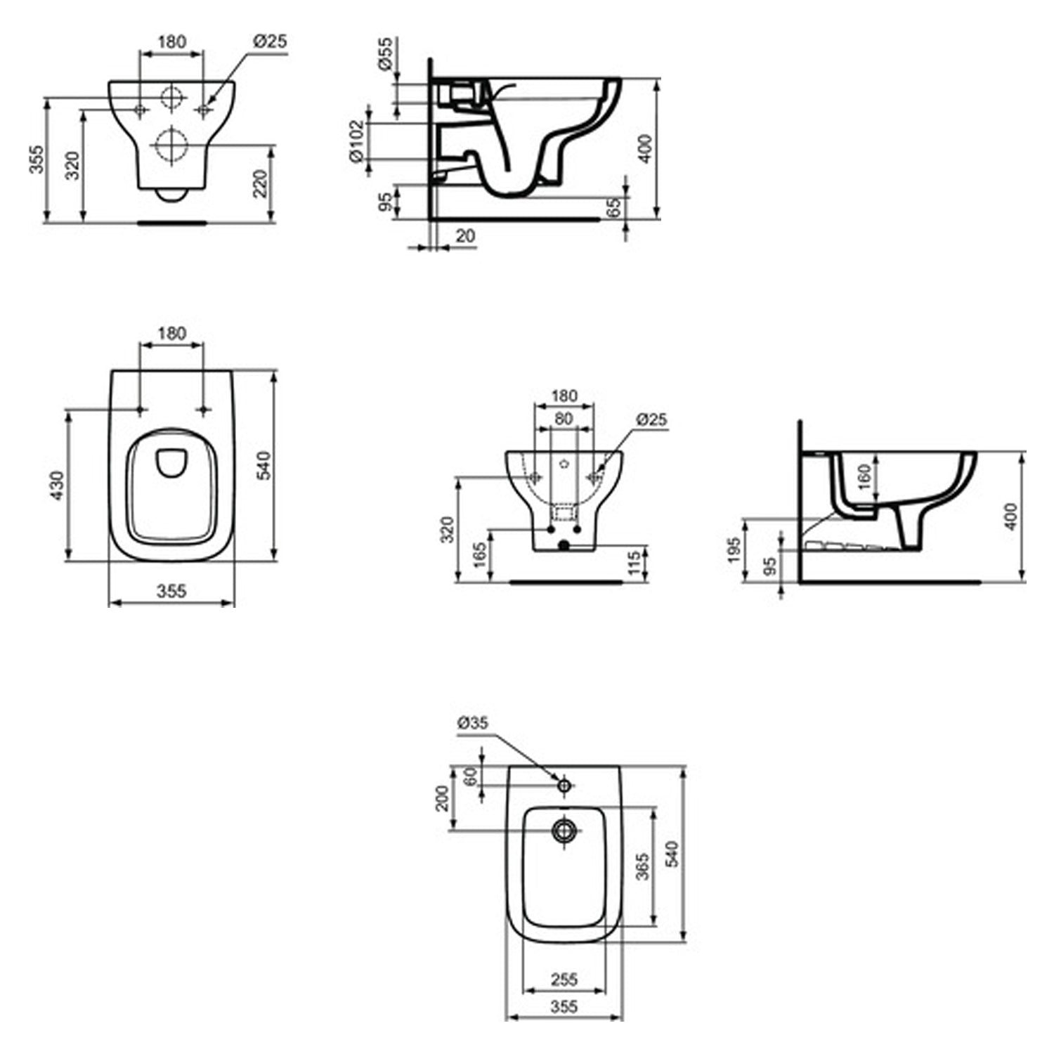 Sanitari sospesi con sedile soft close collezione Life Ideal Standard
