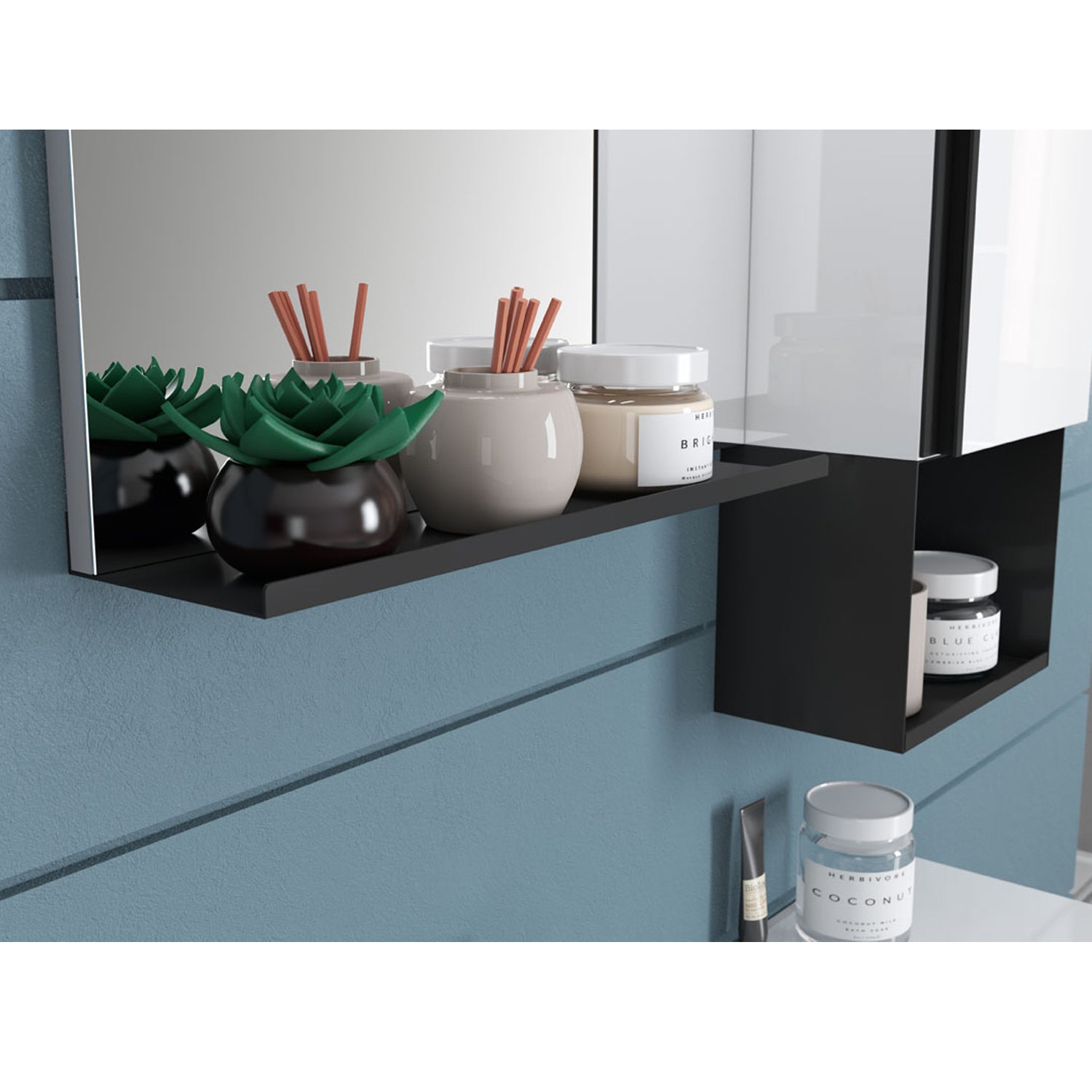 Composizione di mobili bagno con lavabo, pensile e specchio modello York08 100x46x190h cm Bianco Lucido by CeramicStore | Lo specialista del tuo bagno