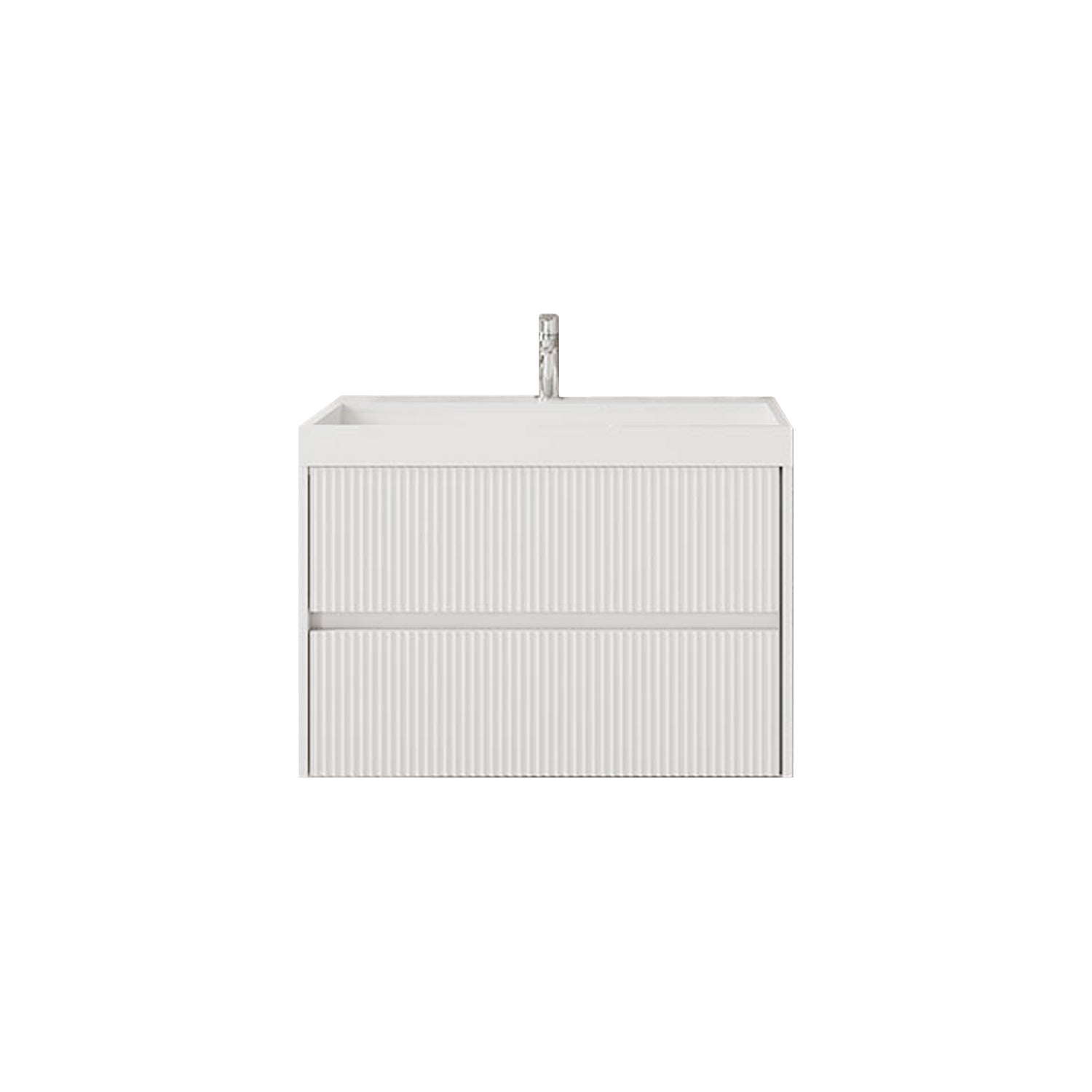 Mobile bagno sospeso cannettato con lavabo e specchio tondo cm 60 colore bianco opaco - Cubi&Co Collezione Pure by CeramicStore | Lo specialista del tuo bagno