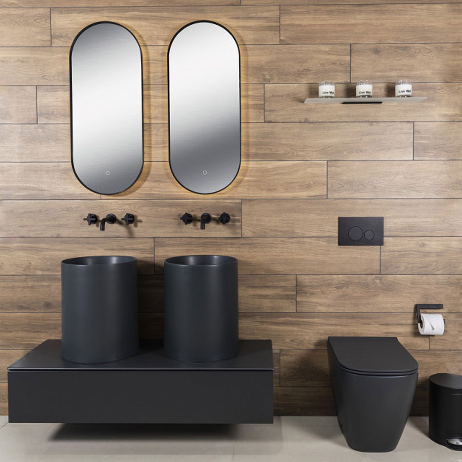 Lavandino da appoggio/sospeso cm à¸37x46h serie Core di Ceramica Galassia - Nero Matt