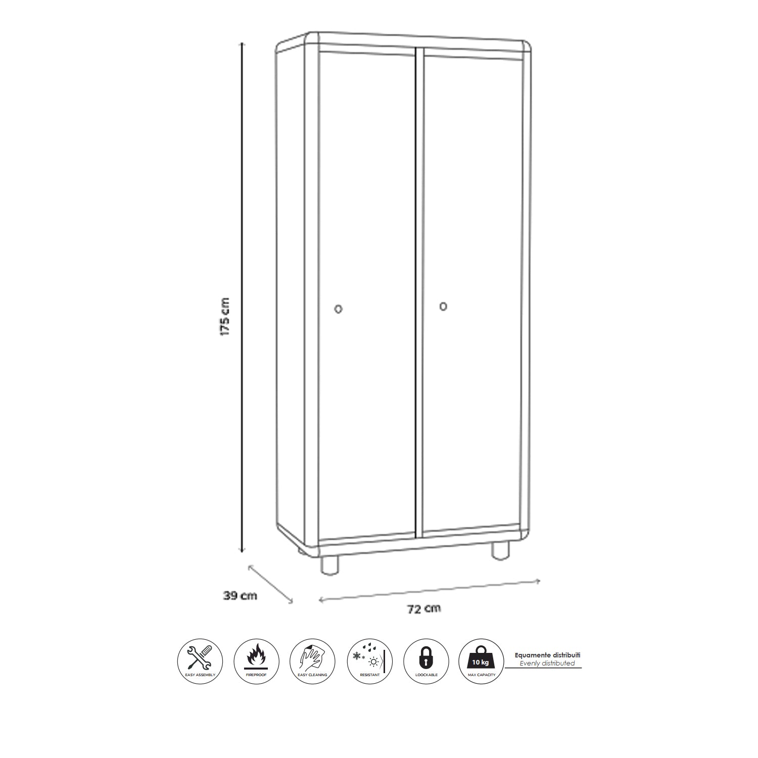 Armadio spogliatoi a due posti per esterno/interno - Grigio by CeramicStore | Lo specialista del tuo bagno