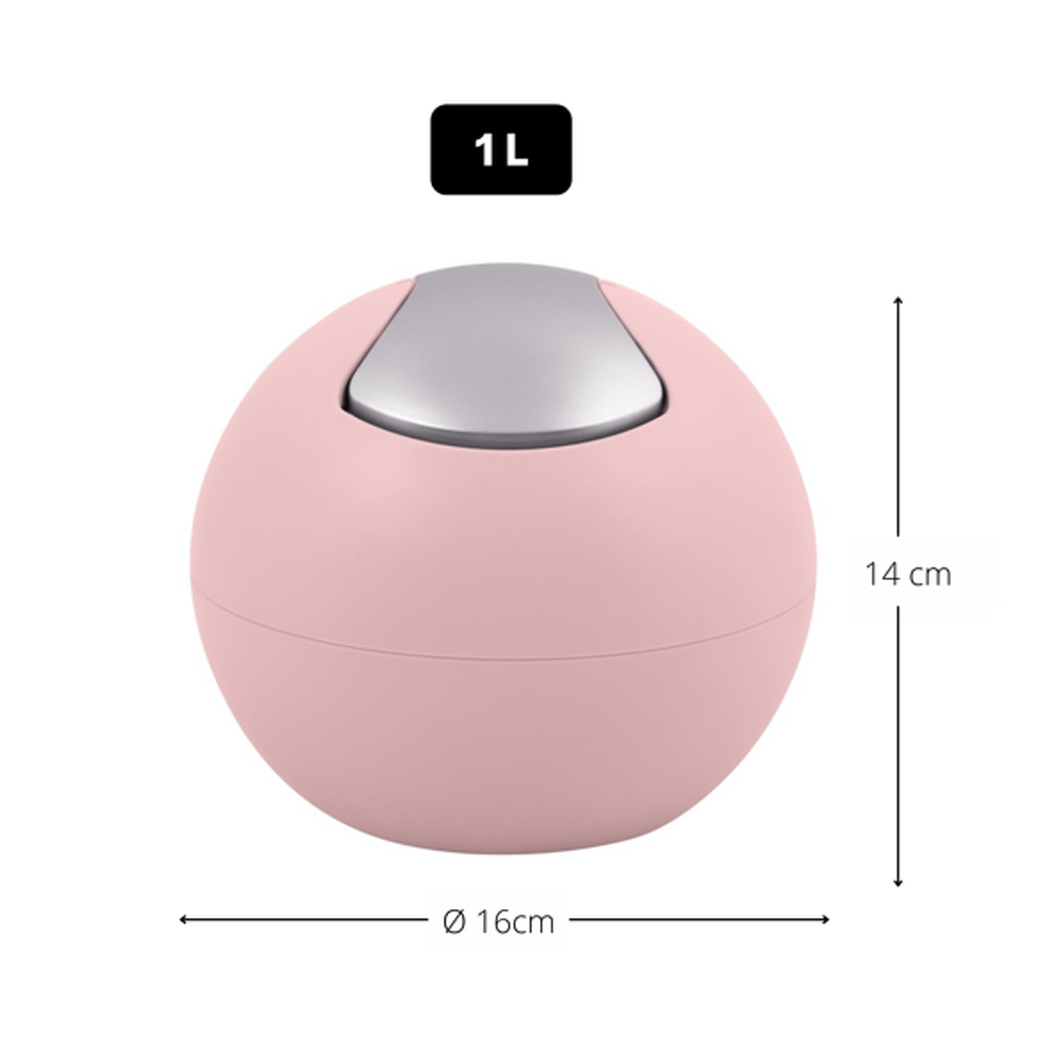 Pattumiera da 1L con coperchio basculante rimovibile modello Bowl - Rosa Matt by CeramicStore | Lo specialista del tuo bagno