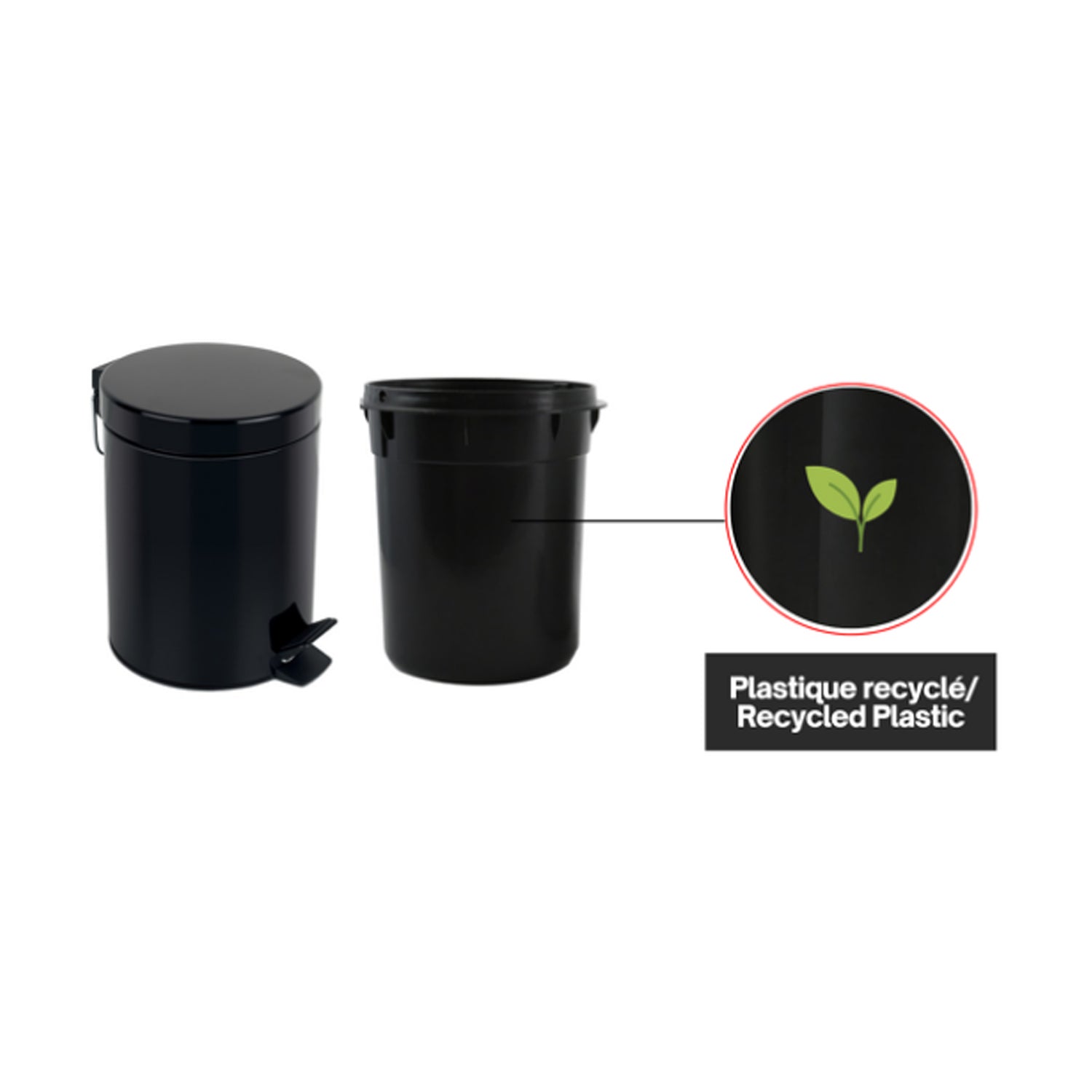 Pattumiera a pedale da 5L in Acciaio modello Sydney - Nero by CeramicStore | Lo specialista del tuo bagno