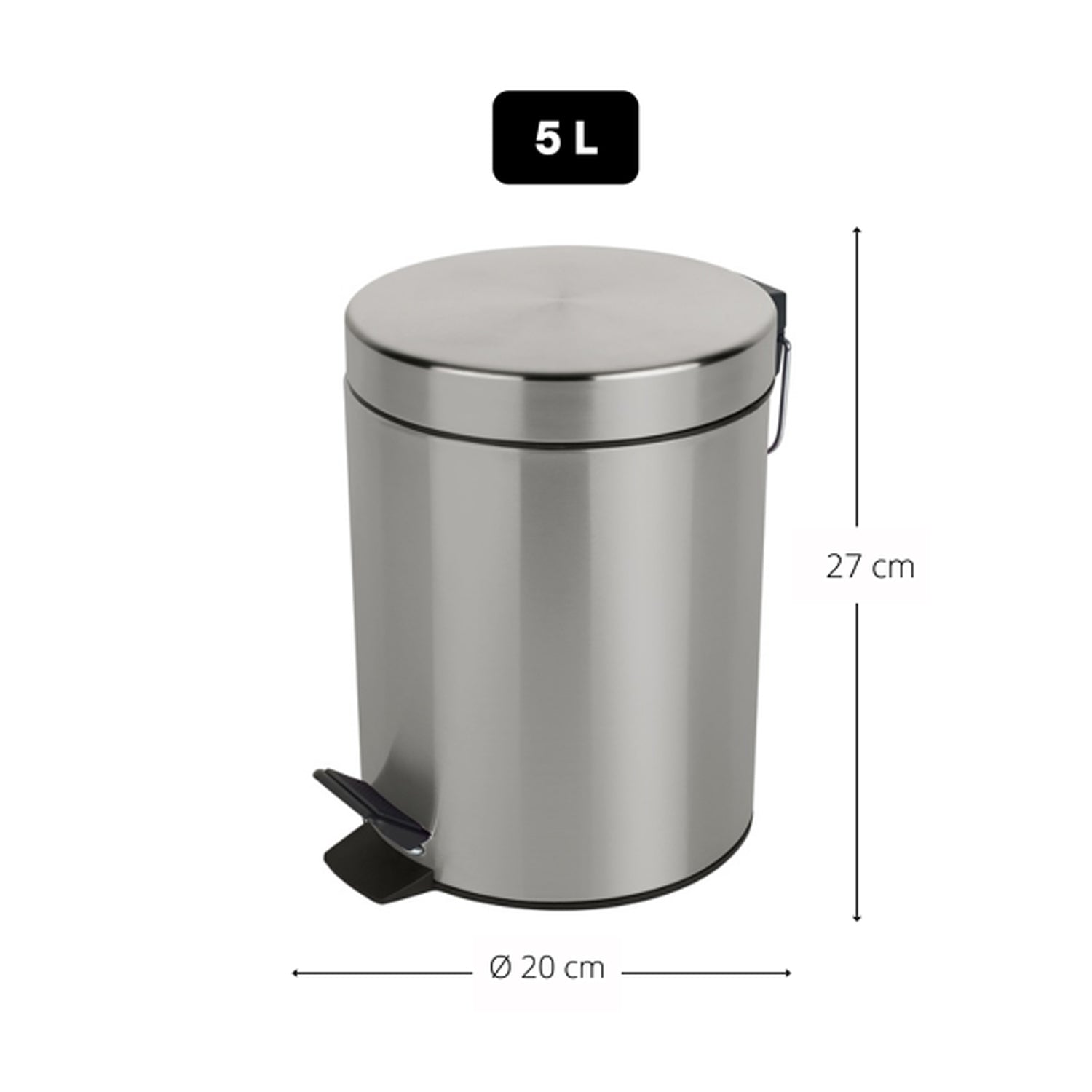 Pattumiera a pedale da 5L in Acciaio modello Sydney - Spazzolato by CeramicStore | Lo specialista del tuo bagno