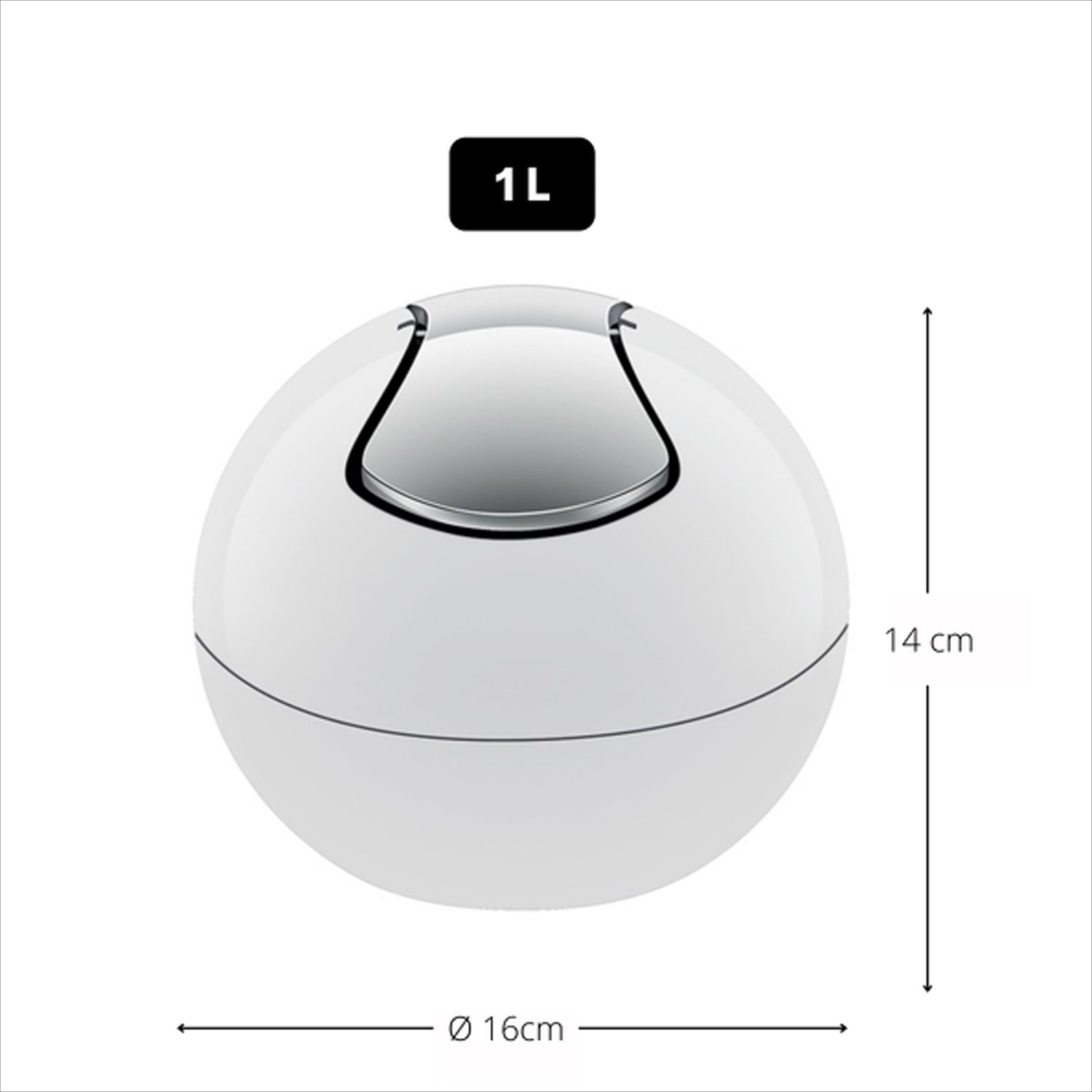 Pattumiera da 1L con coperchio basculante rimovibile modello Bowl - Bianco Lucido by CeramicStore | Lo specialista del tuo bagno