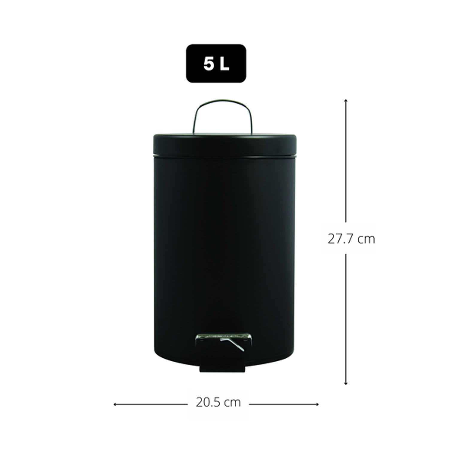 Pattumiera a pedale da 5L in Acciaio Inox - Nero by CeramicStore | Lo specialista del tuo bagno
