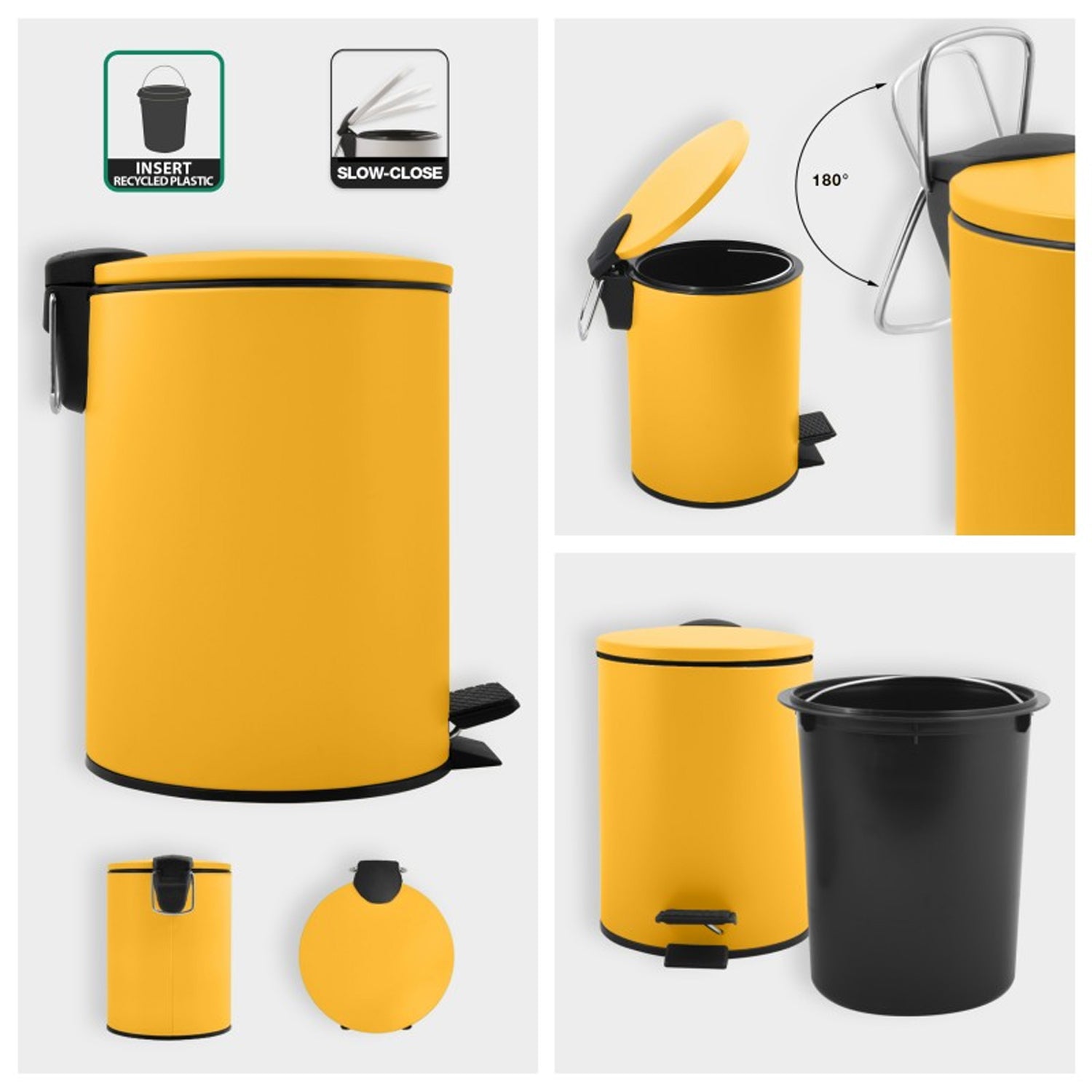 Pattumiera a pedale 3L in Acciaio modello Adelar - Giallo Sole Opaco by CeramicStore | Lo specialista del tuo bagno