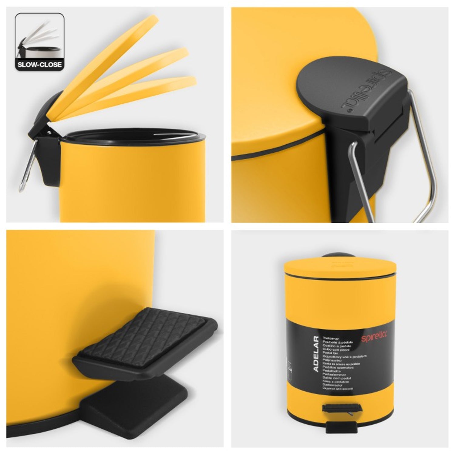 Pattumiera a pedale 3L in Acciaio modello Adelar - Giallo Sole Opaco by CeramicStore | Lo specialista del tuo bagno