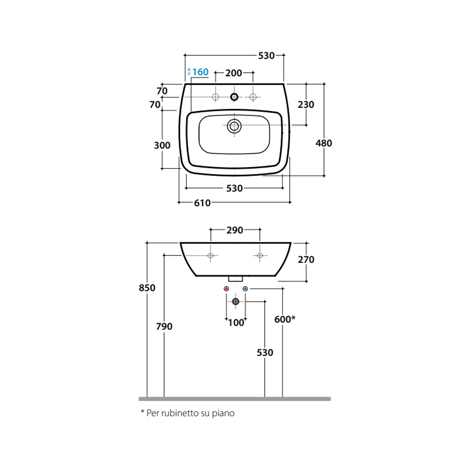 Lavabo sospeso Daily 61x48x27 cm Ceramica Globo - Bianco lucido by CeramicStore | Lo specialista del tuo bagno