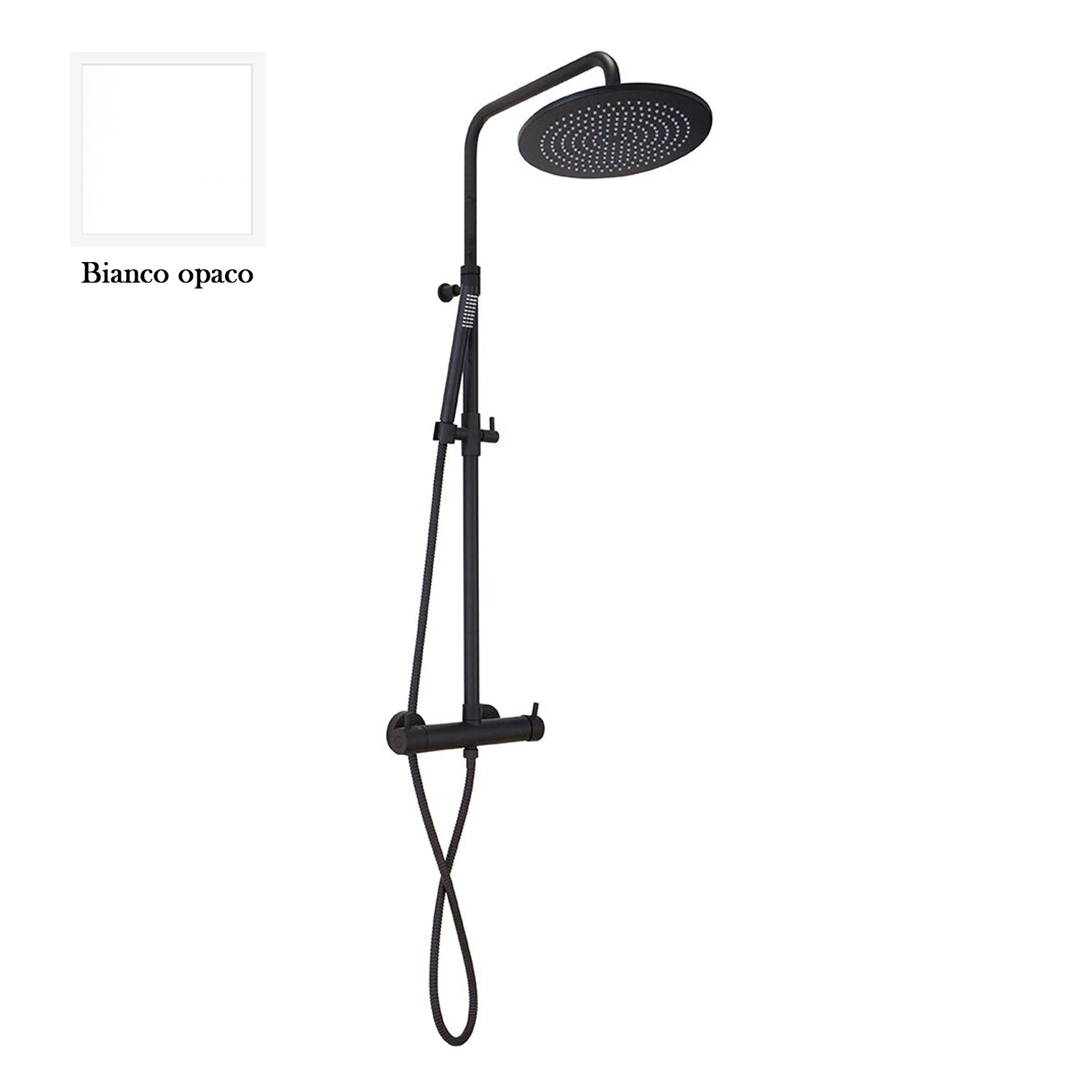 Colonna doccia bianco orientabile con soffione tondo, doccino e deviatore incorporato MX3C by CeramicStore | Lo specialista del tuo bagno