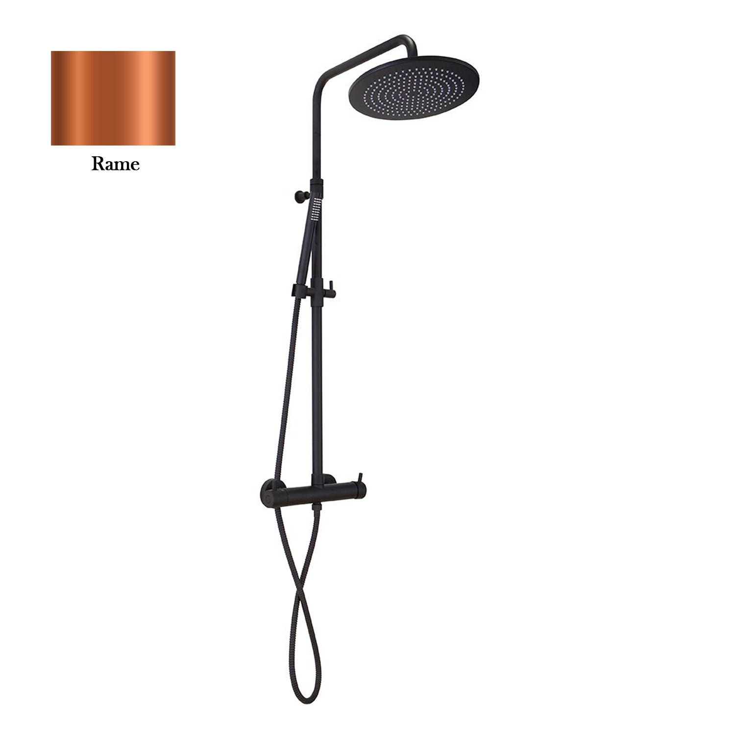 Colonna doccia rame orientabile con soffione tondo, doccino e termostatico TM3C by CeramicStore | Lo specialista del tuo bagno