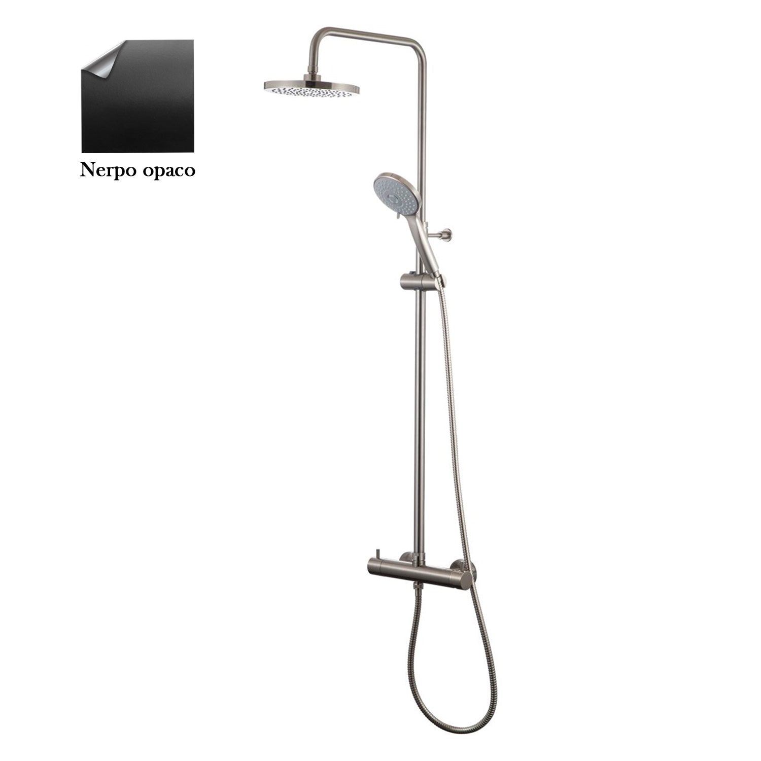 Colonna doccia nero orientabile con soffione, doccino e deviatore incorporato MX1E by CeramicStore | Lo specialista del tuo bagno