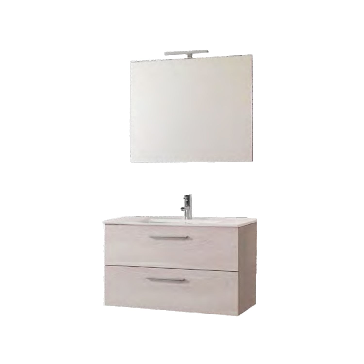 Mobile bagno sospeso con base, lavabo e specchiera con Led modello Clara 85 - Olmo Bianco by CeramicStore | Lo specialista del tuo bagno