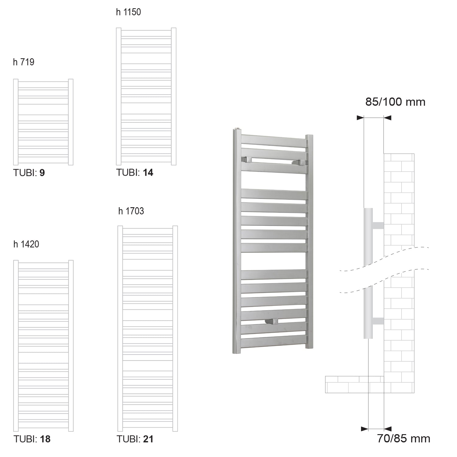 Termoarredo scaldasalviette Lazzarini Capri 1420x500 interasse 450 cromato by CeramicStore | Lo specialista del tuo bagno