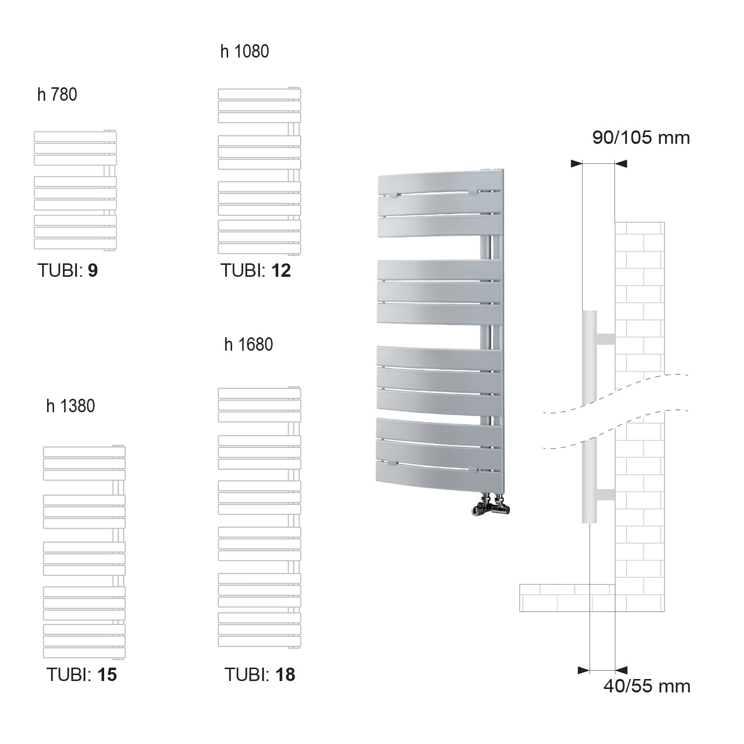 Termoarredo scaldasalviette Lazzarini Pieve 1680x550 interasse 50 cromato by CeramicStore | Lo specialista del tuo bagno