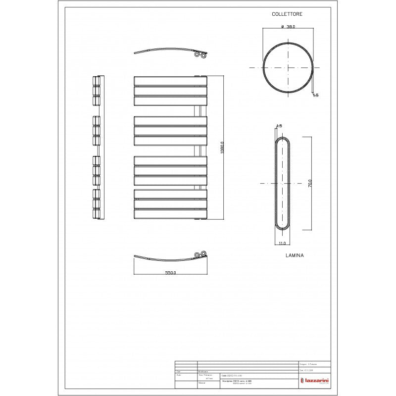 Termoarredo scaldasalviette Lazzarini Pieve 1680x550 interasse 50 cromato by CeramicStore | Lo specialista del tuo bagno