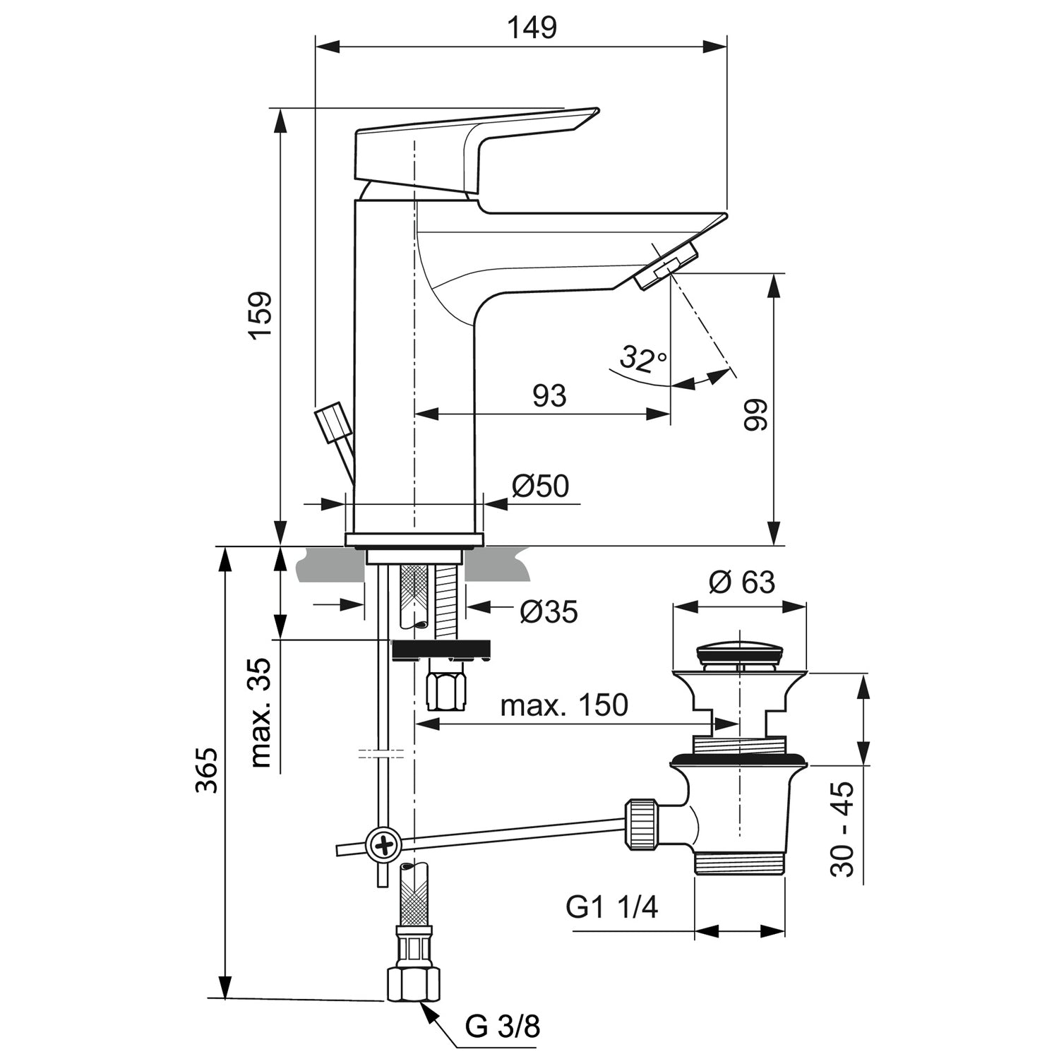 Miscelatore lavabo con piletta di scarico modello Ceramix Ideal Standard by CeramicStore | Lo specialista del tuo bagno
