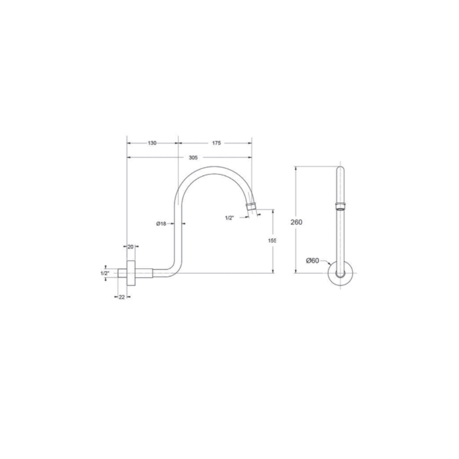 Braccio doccia modello retrಠin ottone cromato Keller Taps by CeramicStore | Lo specialista del tuo bagno