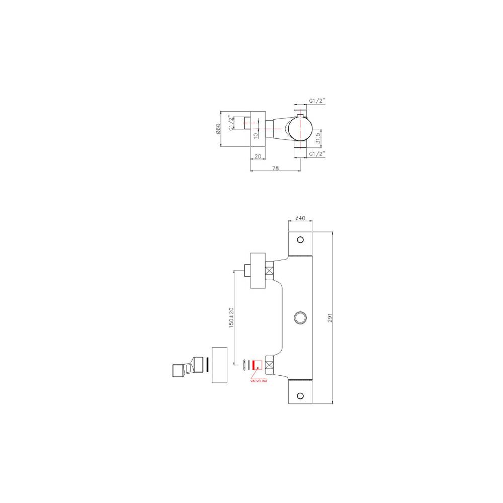 Miscelatore termostatico doccia esterno con deviatore serie Light modello LIQ169NO Nero opaco Paffoni by CeramicStore | Lo specialista del tuo bagno