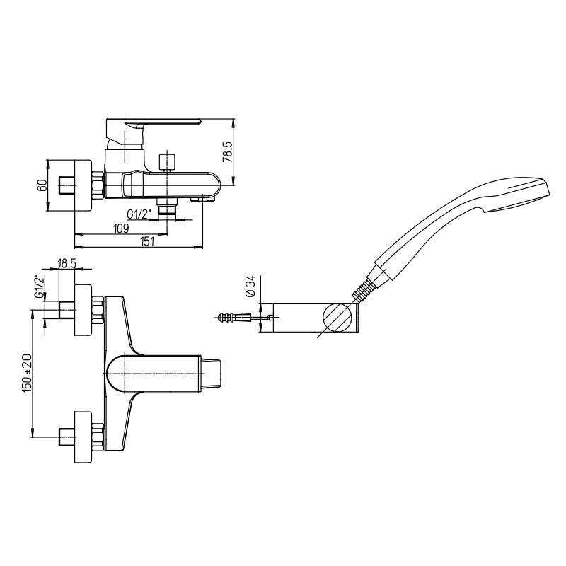 Miscelatore rubinetto vasca duplex finitura Nero opaco Tonino Lamborghini collezione Laguna by CeramicStore | Lo specialista del tuo bagno