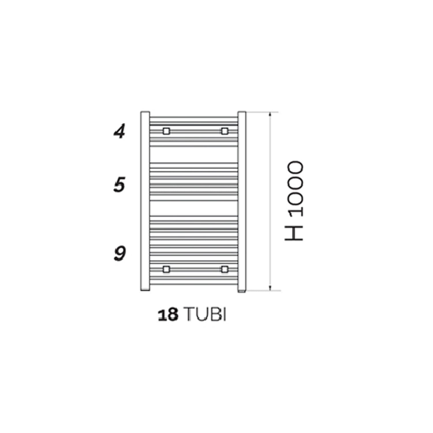 Termoarredo design cromo Aton tubi quadrati orizzontali altezza 1000 mm by CeramicStore | Lo specialista del tuo bagno