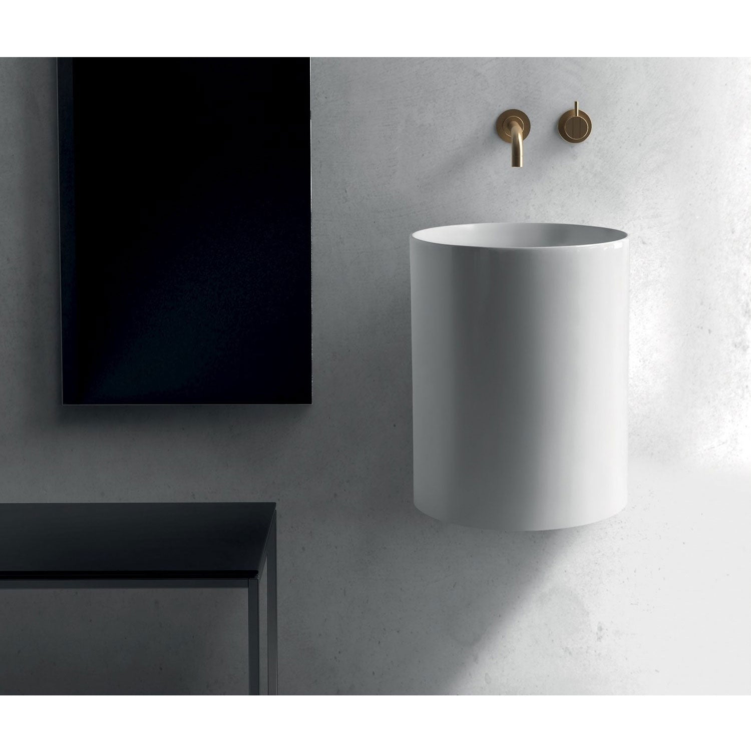 Lavandino da appoggio/sospeso cm à¸37x46h serie Core di Ceramica Galassia - Bianco Matt
