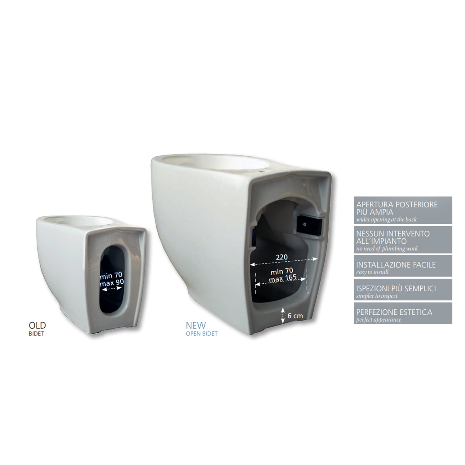 Bidet filomuro 55x36 cm collezione Le Fiabe di Hatria