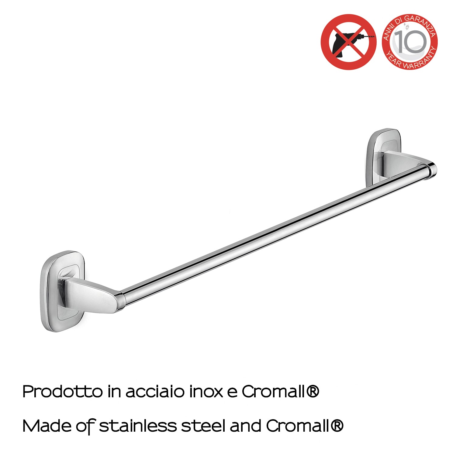 Porta asciugamani 60 cm a parete di Gedy serie Everest - Cromato by CeramicStore | Lo specialista del tuo bagno