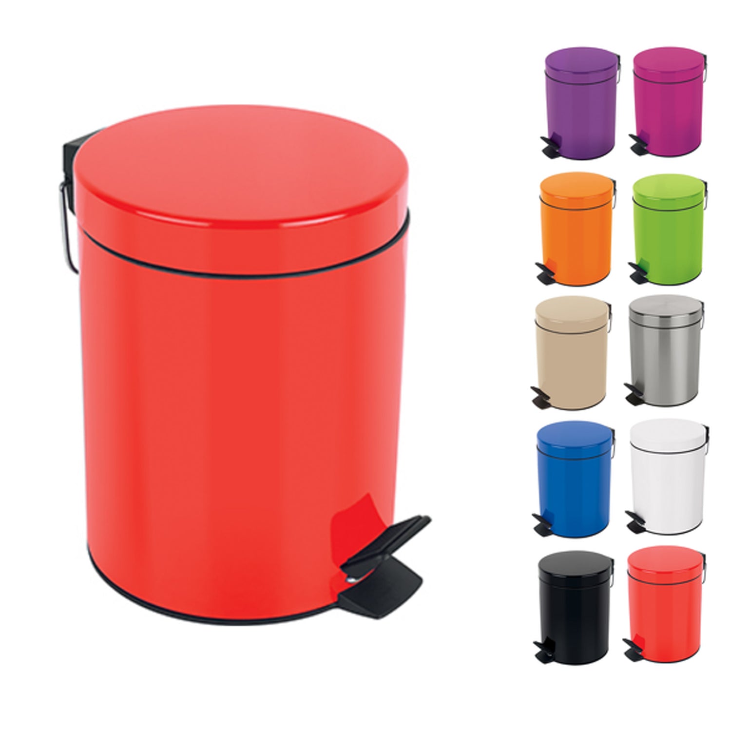Pattumiera a pedale da 5L in Acciaio modello Sydney - Rosso by CeramicStore | Lo specialista del tuo bagno