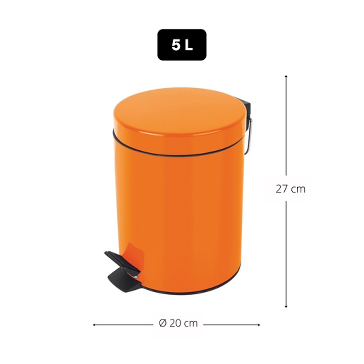 Pattumiera a pedale da 5L in Acciaio modello Sydney - Arancione by CeramicStore | Lo specialista del tuo bagno