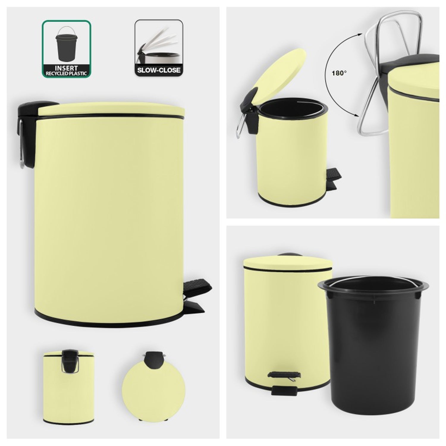 Pattumiera a pedale 5L in Acciaio modello Adelar - Giallo Opaco by CeramicStore | Lo specialista del tuo bagno