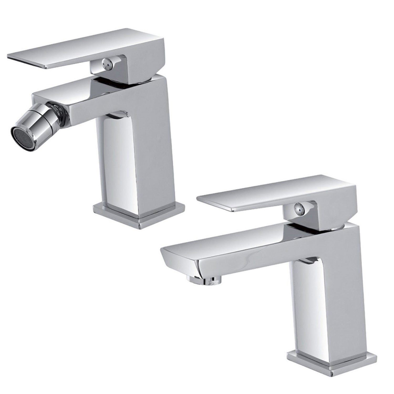 Kit miscelatore lavabo + bidet RubiFlux serie Arkon con scarico clic-clac - Cromo