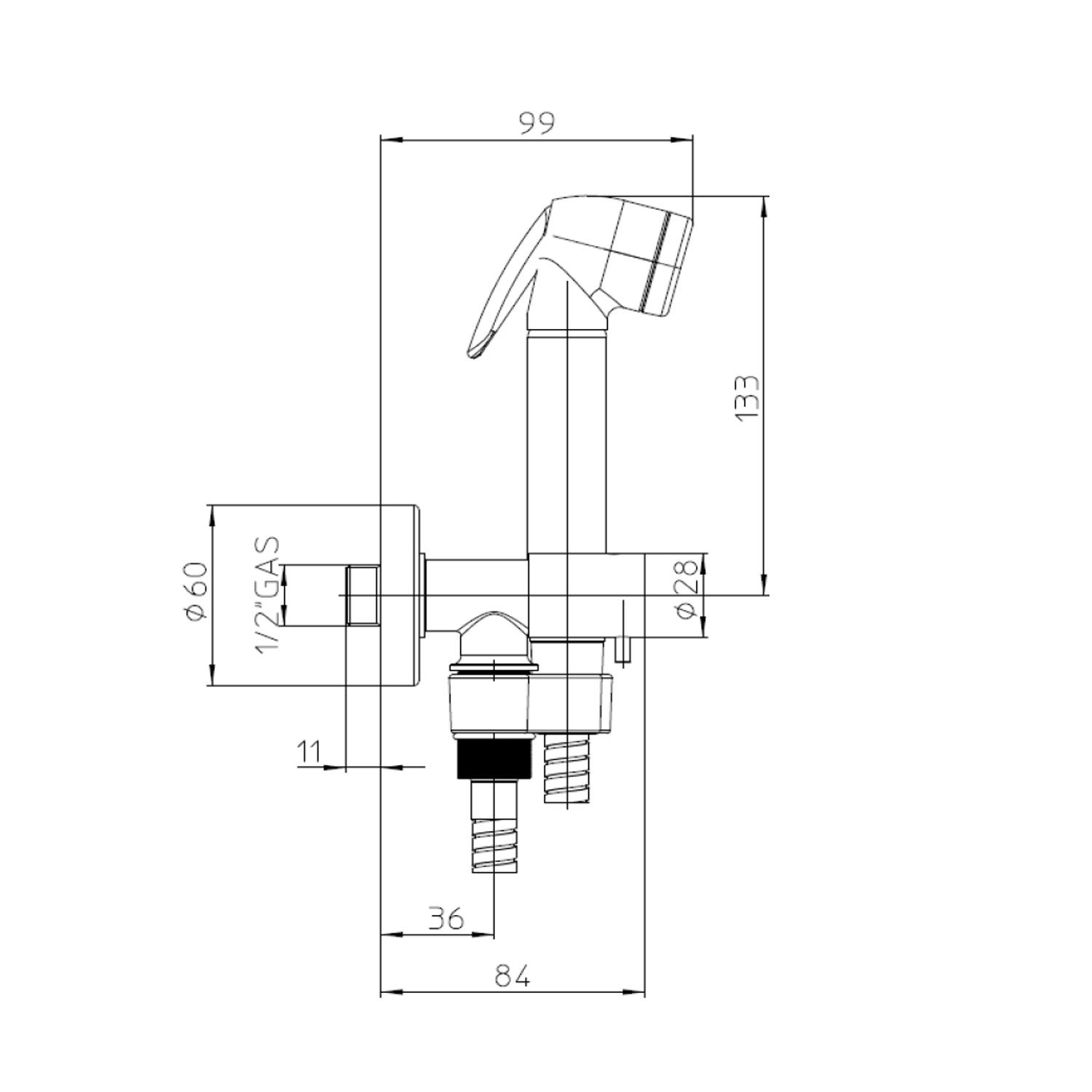 Set idrogetto Bossini Talita idroscopino completo di rubinetto e supporto by CeramicStore | Lo specialista del tuo bagno
