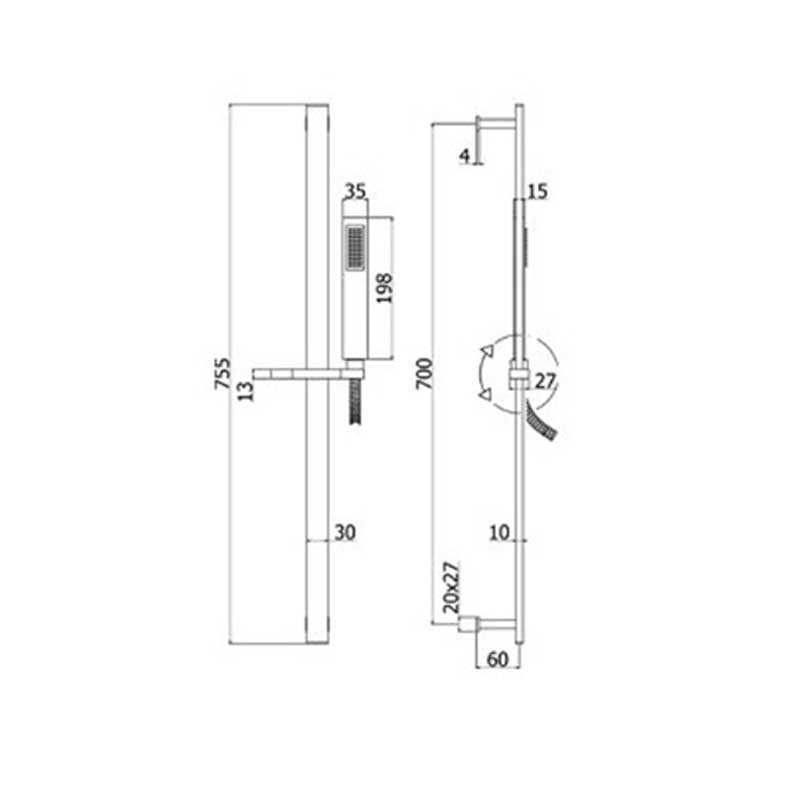Paffon City saliscendi doccia ottone cromato con interasse 70 cm by CeramicStore | Lo specialista del tuo bagno