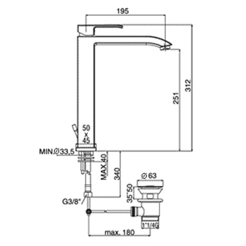Miscelatore lavabo alto Paffoni Level alto senza scarico by CeramicStore | Lo specialista del tuo bagno