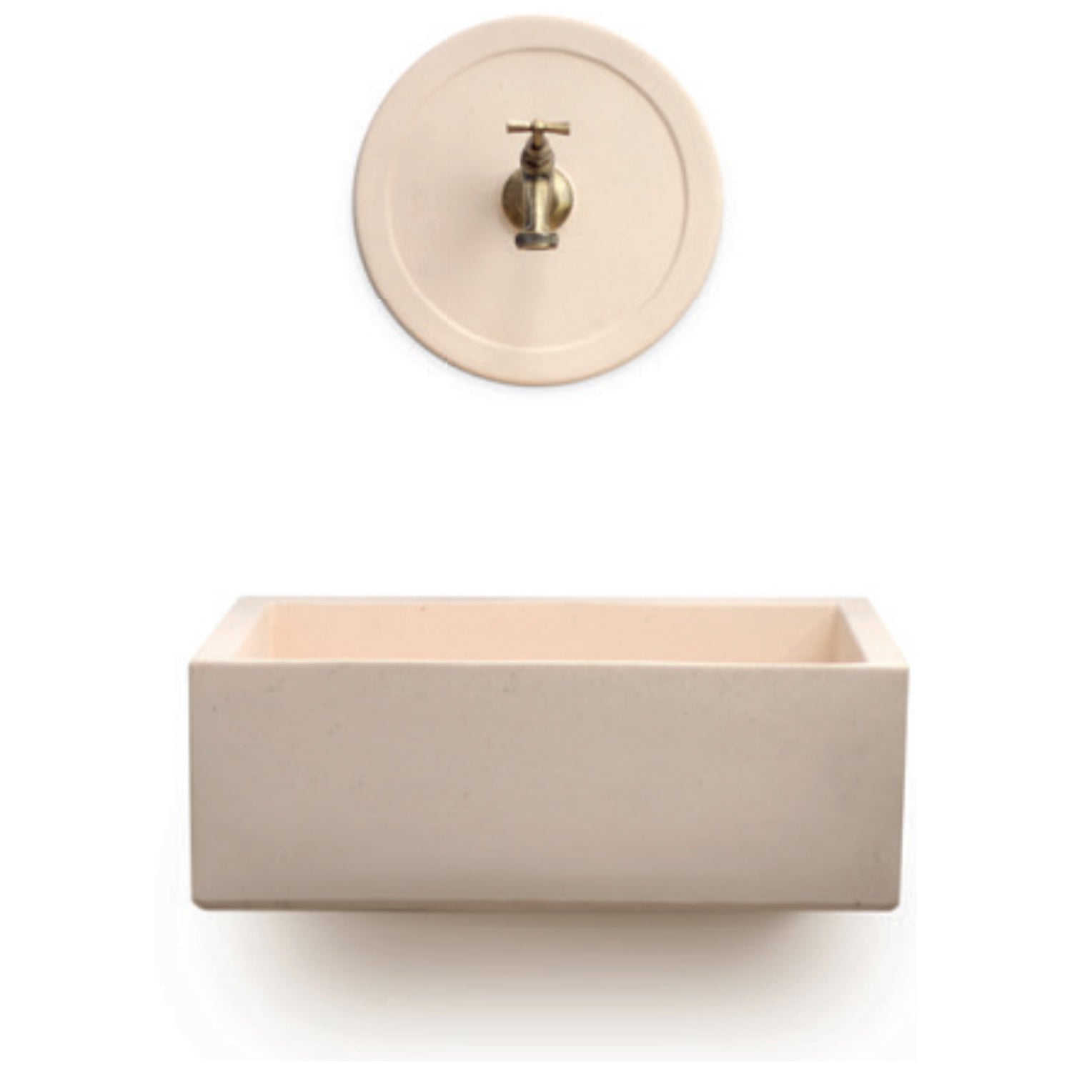 Lavello da esterno con rosone in cemento rosa cm 45x35 cm modello R-Desy by CeramicStore | Lo specialista del tuo bagno