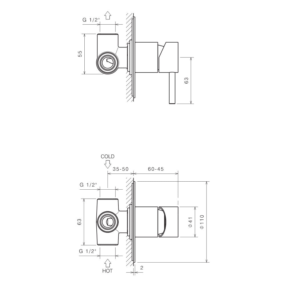 Miscelatore monocomando doccia incasso in acciaio Inox Satinato collezione Nilo di Tubico by CeramicStore | Lo specialista del tuo bagno
