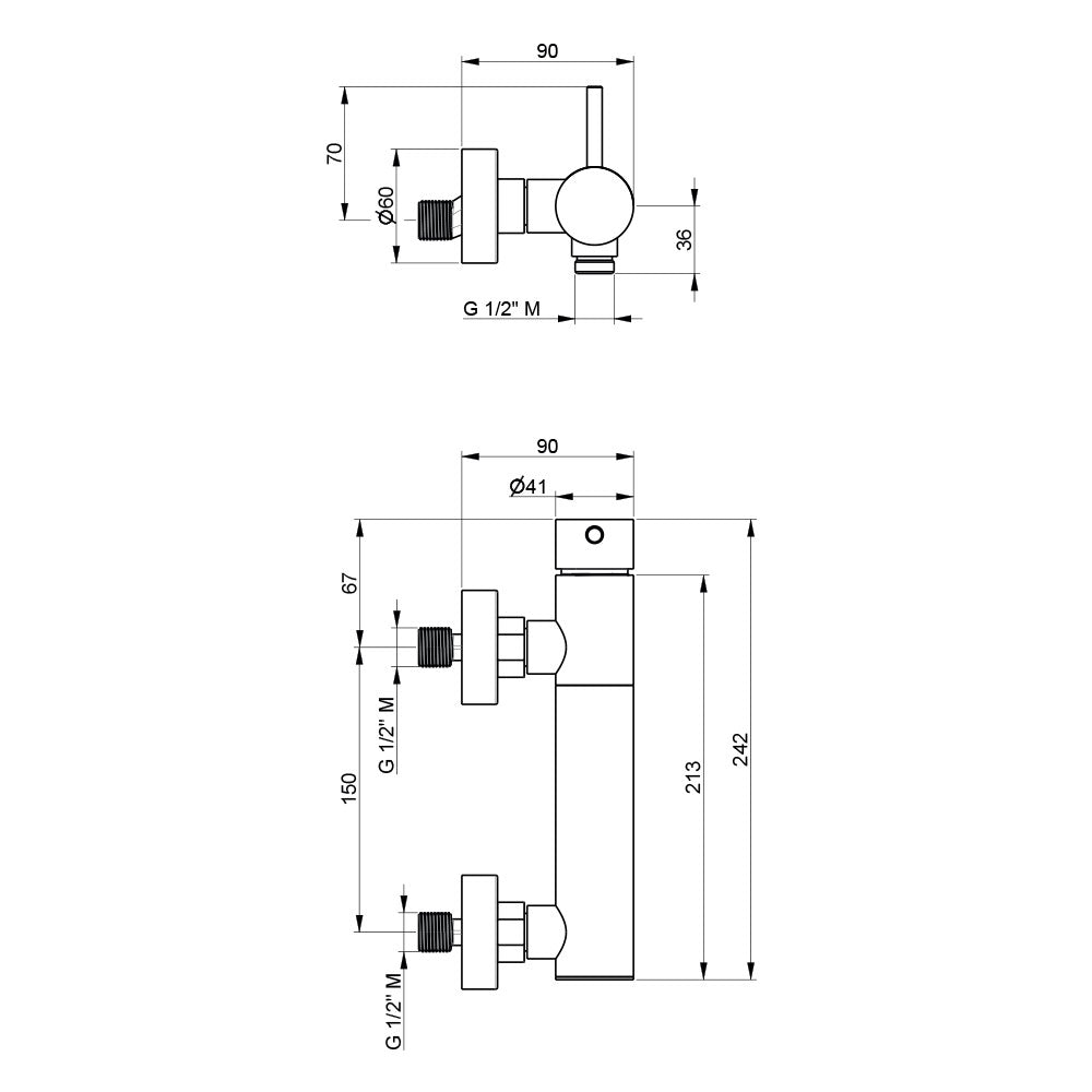 Miscelatore monocomando doccia esterno con attacco saliscendi in acciaio Inox Satinato collezione Nilo di Tubico by CeramicStore | Lo specialista del tuo bagno
