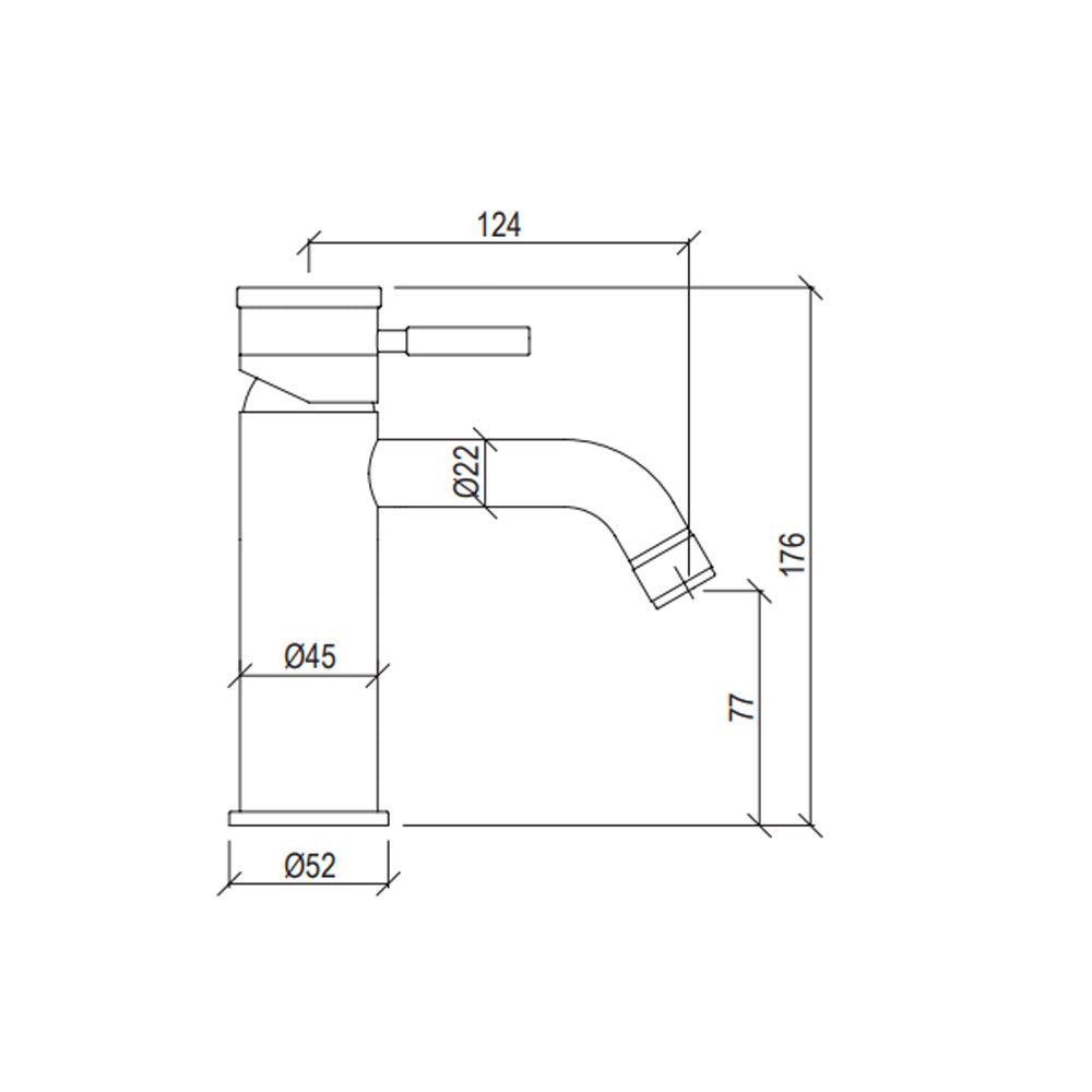 Rubinetto miscelatore Lavabo in acciaio inox 316L Finitura Spazzolata senza scarico e bocca di erogazione con anticalcare