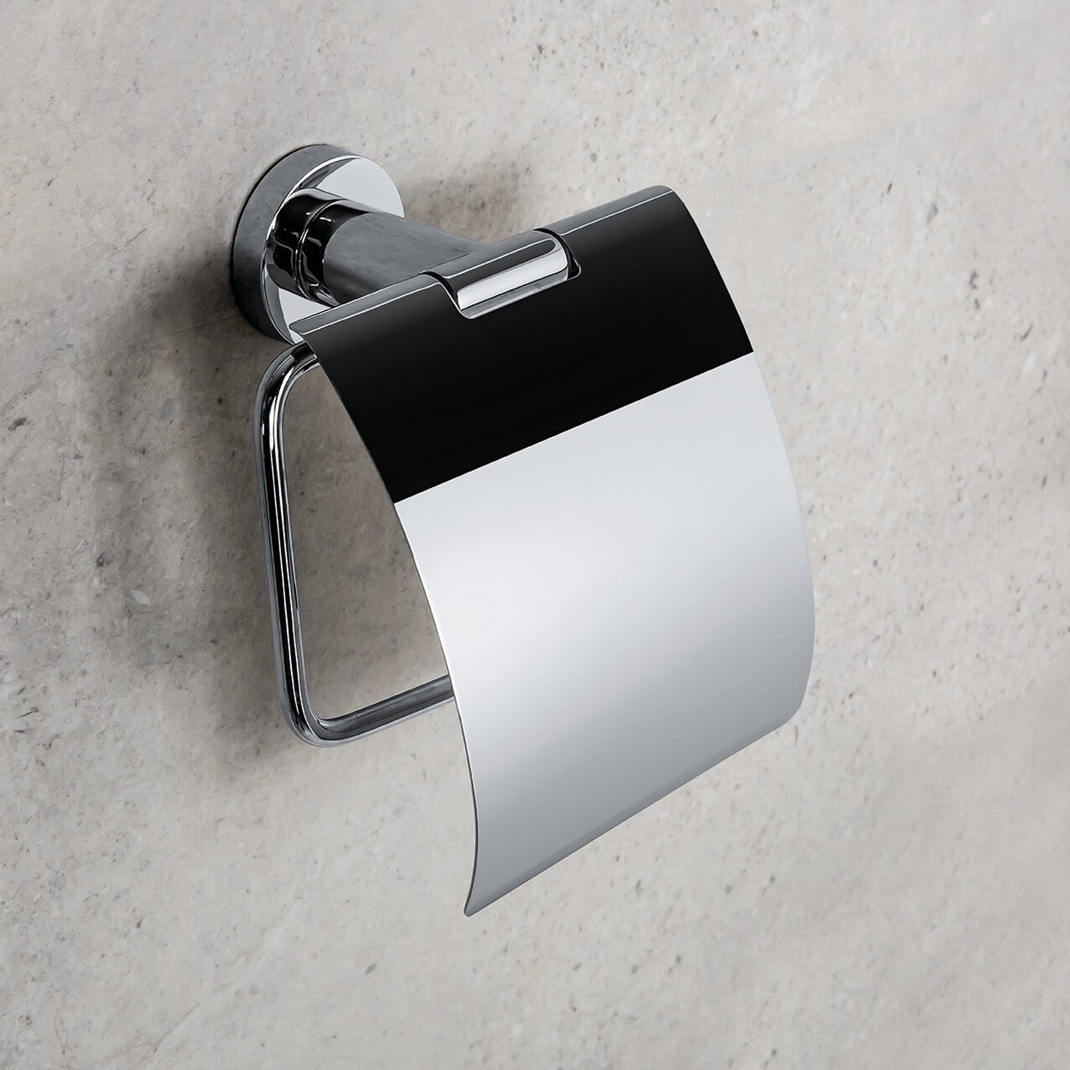 Portarotolo Coperto in ottone cromato Colombo Design collezione Basic Con fissaggio a tassello e ad incollo con kit opzionale